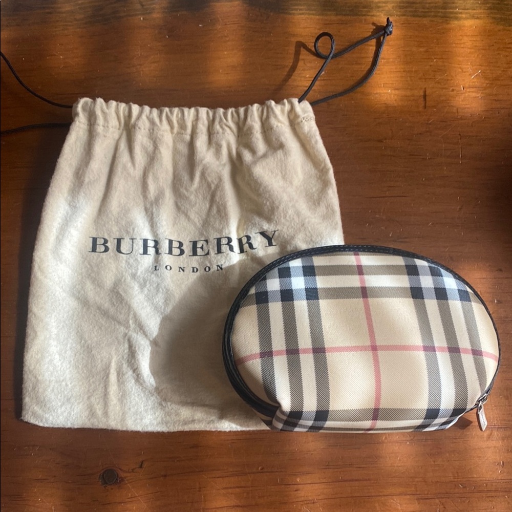 Burberry Vintage Beige and Black Checkered Pouch